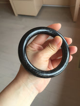 Load image into Gallery viewer, 62.5mm certified 100% Natural black meteorite chubby round cut nephrite(墨玉 MoYu) bangle HN82-8239
