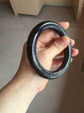 Load image into Gallery viewer, 62.5mm certified 100% Natural black meteorite chubby round cut nephrite(墨玉 MoYu) bangle HN82-8239
