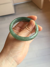 Load image into Gallery viewer, 50mm Certified Type A 100% Natural Oily Dark Green Gray Black with Flying Snow Oval Jadeite Jade Bangle PC204-7683

