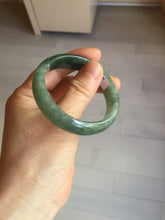 Load image into Gallery viewer, 50mm Certified Type A 100% Natural Oily Dark Green Gray Black with Flying Snow Oval Jadeite Jade Bangle PC204-7683
