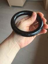 Load image into Gallery viewer, 62.5mm certified 100% Natural black meteorite chubby round cut nephrite(墨玉 MoYu) bangle HN82-8239
