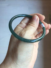 Load image into Gallery viewer, 56.2mm Certified Type A 100% Natural icy watery dark green/blue/gray Guatemala slim round cut Jadeite bangle PD54-5521
