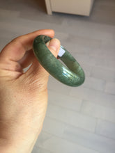 Load image into Gallery viewer, 50mm Certified Type A 100% Natural Oily Dark Green Gray Black with Flying Snow Oval Jadeite Jade Bangle PC204-7683
