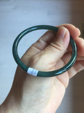 Load image into Gallery viewer, 56.2mm Certified Type A 100% Natural icy watery dark green/blue/gray Guatemala slim round cut Jadeite bangle PD54-5521
