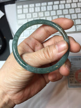 Load image into Gallery viewer, 54.2mm Type A 100% Natural Light Green/Gray/Black/Brown “Reed Flowers &amp; Snow” Guatemala Slim Round Cut Jadeite Bangle PJ129-1422

