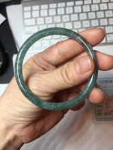 Load image into Gallery viewer, 54.2mm Type A 100% Natural Light Green/Gray/Black/Brown “Reed Flowers &amp; Snow” Guatemala Slim Round Cut Jadeite Bangle PJ129-1422
