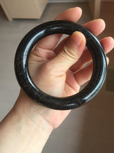 Load image into Gallery viewer, 62.5mm certified 100% Natural black meteorite chubby round cut nephrite(墨玉 MoYu) bangle HN82-8239
