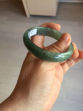 Load image into Gallery viewer, 50mm Certified Type A 100% Natural Oily Dark Green Gray Black with Flying Snow Oval Jadeite Jade Bangle PC204-7683
