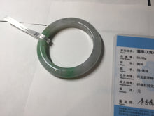 Load image into Gallery viewer, 53.5mm certified 100% natural Type A icy water sunny green/gray/black jadeite jade bangle BP157-5022
