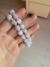 Load image into Gallery viewer, 100% natural type A icy white/purple jadeite jade beads bracelet BK57
