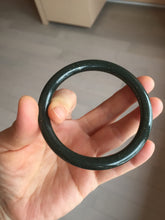 Load image into Gallery viewer, 61.2mm 100% Natural dark green/black meteorite Stellar Night sky round cut nephrite bangle HN81-0748
