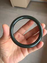 Load image into Gallery viewer, 61.2mm 100% Natural dark green/black meteorite Stellar Night sky round cut nephrite bangle HN81-0748
