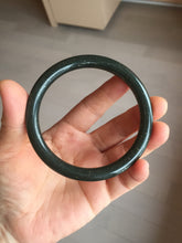 Load image into Gallery viewer, 61.2mm 100% Natural dark green/black meteorite Stellar Night sky round cut nephrite bangle HN81-0748
