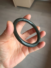 Load image into Gallery viewer, 61.2mm 100% Natural dark green/black meteorite Stellar Night sky round cut nephrite bangle HN81-0748
