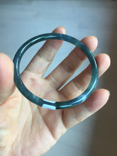 Load image into Gallery viewer, 56.2mm Certified Type A 100% Natural icy watery dark green/blue/gray Guatemala slim round cut Jadeite bangle PD53-5518
