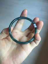 Load image into Gallery viewer, 56.2mm Certified Type A 100% Natural icy watery dark green/blue/gray Guatemala slim round cut Jadeite bangle PD53-5518
