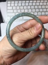 Load image into Gallery viewer, 56.6mm Type A 100% Natural Light Green/Gray/Black/Brown “Reed Flowers &amp; Snow” Guatemala Slim Round Cut Jadeite Bangle PJ130-1426
