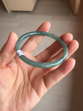 Load image into Gallery viewer, 55.5mm Certified Type A 100% Natural dark green/blue/gray Guatemala slim round cut Jadeite bangle PH172-8138
