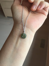 Load image into Gallery viewer, 11mm Type A 100% Natural icy watery oily dark green gray black(老油青) SMALL Jadeite Safety Guardian Button donuts pendant PF22 Add on item
