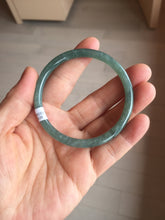 Load image into Gallery viewer, 55.5mm Certified Type A 100% Natural dark green/blue/gray Guatemala slim round cut Jadeite bangle PH172-8138

