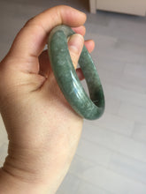 Load image into Gallery viewer, 56.4mm certified type A 100% Natural oily dark green gray black with flying snow Jadeite jade bangle PC203-7671
