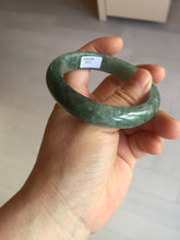 Load image into Gallery viewer, 56.4mm certified type A 100% Natural oily dark green gray black with flying snow Jadeite jade bangle PC203-7671
