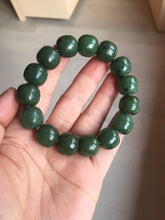 Load image into Gallery viewer, 13.7x13mm 100% Natural olive green/brown/black vintage style nephrite Jade bead bracelet HE95
