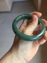 Load image into Gallery viewer, 57.2mm Certified type A 100% Natural oily dark green (老油青) blue gray black Mountains Afar in Blue-Green Haze(远山如黛)Jadeite bangle PC255-0556

