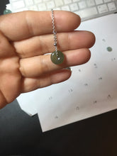 Load image into Gallery viewer, 11mm Type A 100% Natural icy watery oily dark green gray black(老油青) SMALL Jadeite Safety Guardian Button donuts pendant PF22 Add on item
