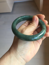 Load image into Gallery viewer, 57.2mm Certified type A 100% Natural oily dark green (老油青) blue gray black Mountains Afar in Blue-Green Haze(远山如黛)Jadeite bangle PC255-0556
