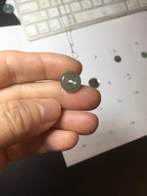 Load image into Gallery viewer, 11mm Type A 100% Natural icy watery oily dark green gray black(老油青) SMALL Jadeite Safety Guardian Button donuts pendant PF22 Add on item
