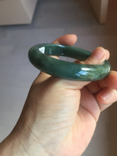 Load image into Gallery viewer, 57.2mm Certified type A 100% Natural oily dark green (老油青) blue gray black Mountains Afar in Blue-Green Haze(远山如黛)Jadeite bangle PC255-0556
