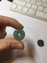 Load image into Gallery viewer, 18mm Type A 100% Natural light green blue Jadeite Safety Guardian Button donuts pendant PF23

