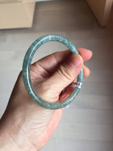 Load image into Gallery viewer, 56mm Type A 100% Natural Light Green/Gray/Black/Brown “Reed Flowers &amp; Snow” Guatemala Slim Round Cut Jadeite Bangle PJ127-1420
