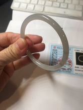 Load image into Gallery viewer, 54.3mm Certified 100% Natural gray black(灰冰) slim round cut nephrite jade bangle HN41-9131

