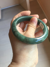 Load image into Gallery viewer, 57.2mm Certified type A 100% Natural oily dark green (老油青) blue gray black Mountains Afar in Blue-Green Haze(远山如黛)Jadeite bangle PC255-0556
