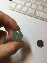 Load image into Gallery viewer, 18mm Type A 100% Natural light green blue Jadeite Safety Guardian Button donuts pendant PF23
