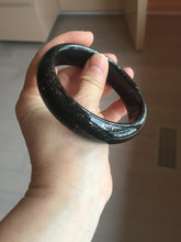 Load image into Gallery viewer, 62.8mm 100% Natural dark green/black meteorite Stellar Night sky nephrite bangle HN79-1248
