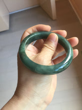 Load image into Gallery viewer, 57.2mm Certified type A 100% Natural oily dark green (老油青) blue gray black Mountains Afar in Blue-Green Haze(远山如黛)Jadeite bangle PC255-0556

