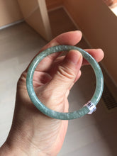 Load image into Gallery viewer, 56mm Type A 100% Natural Light Green/Gray/Black/Brown “Reed Flowers &amp; Snow” Guatemala Slim Round Cut Jadeite Bangle PJ127-1420

