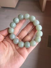 Load image into Gallery viewer, 14x13mm 100% Natural light green/gray vintage style nephrite Jade bead bracelet HT122
