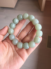 Load image into Gallery viewer, 14x13mm 100% Natural light green/gray vintage style nephrite Jade bead bracelet HT122
