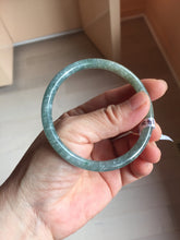 Load image into Gallery viewer, 56mm Type A 100% Natural Light Green/Gray/Black/Brown “Reed Flowers &amp; Snow” Guatemala Slim Round Cut Jadeite Bangle PJ127-1420
