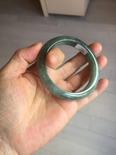 Load image into Gallery viewer, 56.4mm certified type A 100% Natural oily dark green gray black with flying snow Jadeite jade bangle PC202-7675

