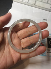 Load image into Gallery viewer, 54.3mm Certified 100% Natural gray black(灰冰) slim round cut nephrite jade bangle HN41-9131
