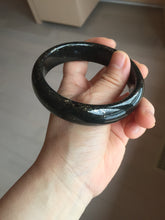 Load image into Gallery viewer, 62.8mm 100% Natural dark green/black meteorite Stellar Night sky nephrite bangle HN79-1248
