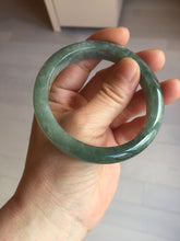 Load image into Gallery viewer, 56.4mm certified type A 100% Natural oily dark green gray black with flying snow Jadeite jade bangle PC202-7675
