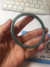 Load image into Gallery viewer, 57.2mm Certified Type A 100% Natural dark green/blue/gray with Guatemala slim round cut Jadeite bangle BH237-0237
