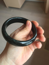 Load image into Gallery viewer, 62.8mm 100% Natural dark green/black meteorite Stellar Night sky nephrite bangle HN79-1248
