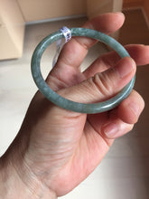 Load image into Gallery viewer, 56mm Type A 100% Natural Light Green/Gray/Black/Brown “Reed Flowers &amp; Snow” Guatemala Slim Round Cut Jadeite Bangle PJ128-1410
